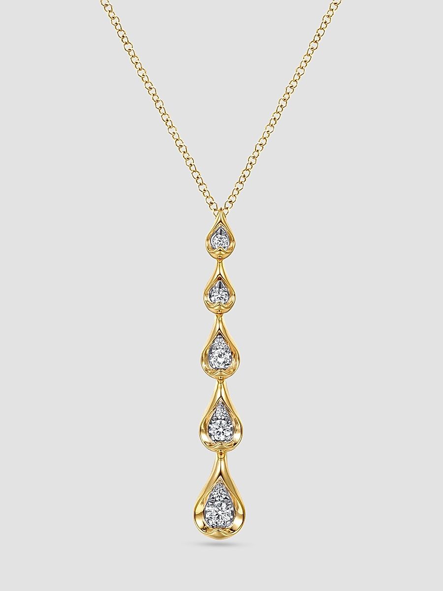 Gabriel & Co Women's Contemporary Two-Tone 14K Gold & 0.30 TCW Diamond Teardrop Pendant Necklace - Yellow Gold
