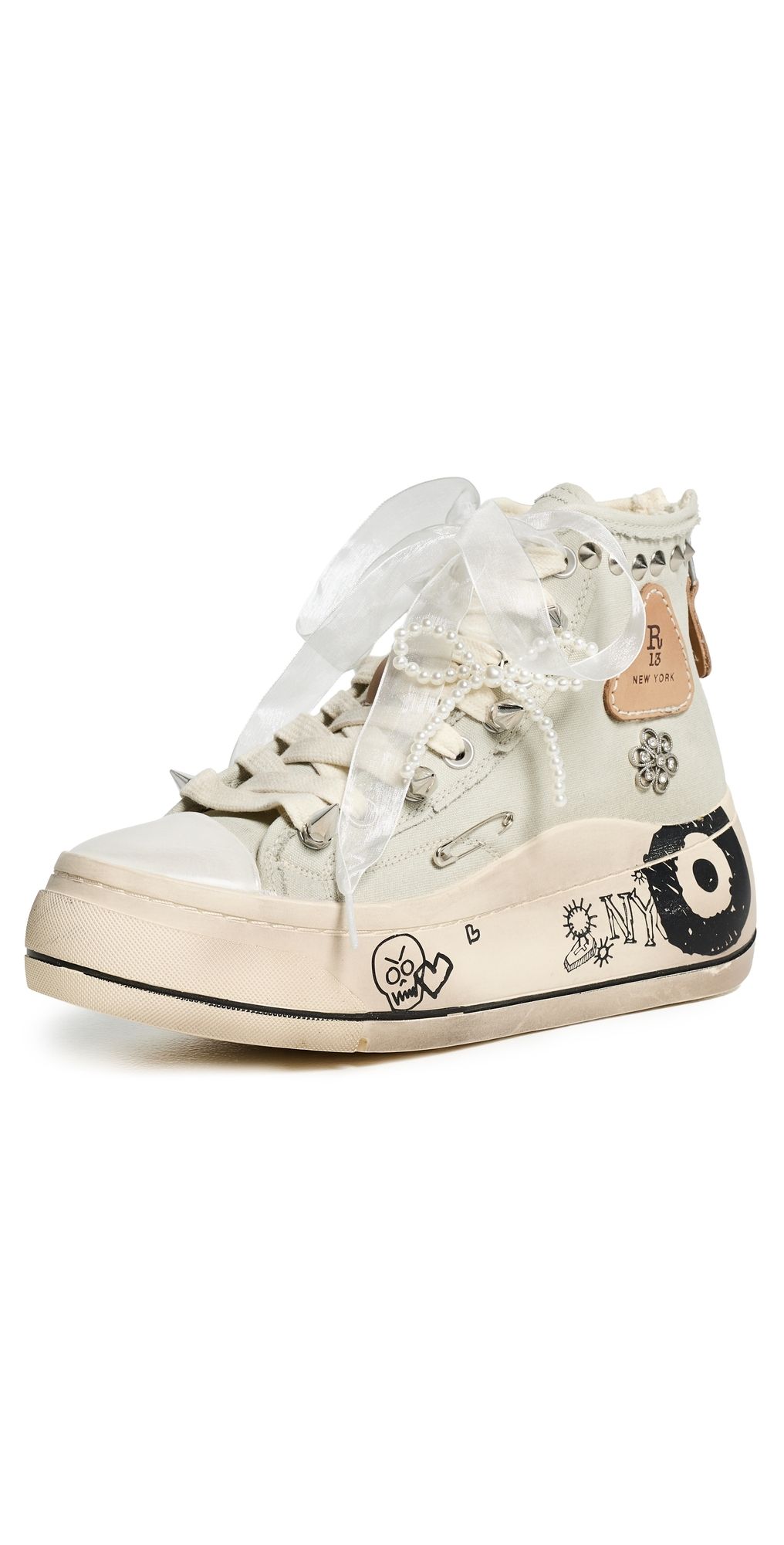R13 Kurt High Top Sneakers Off White With Charms 7