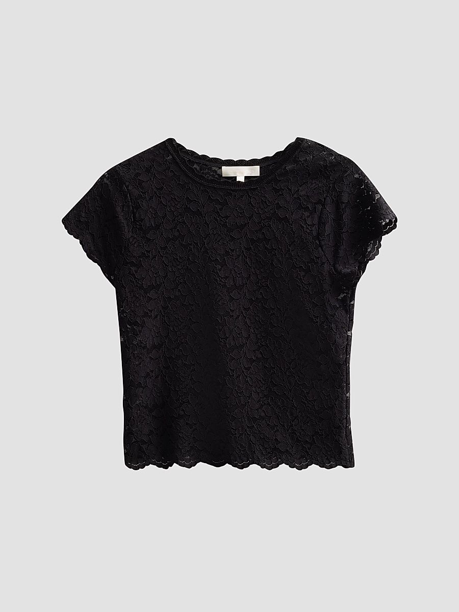 Women's Lucas Floral Lace T-Shirt - Black - Size Large