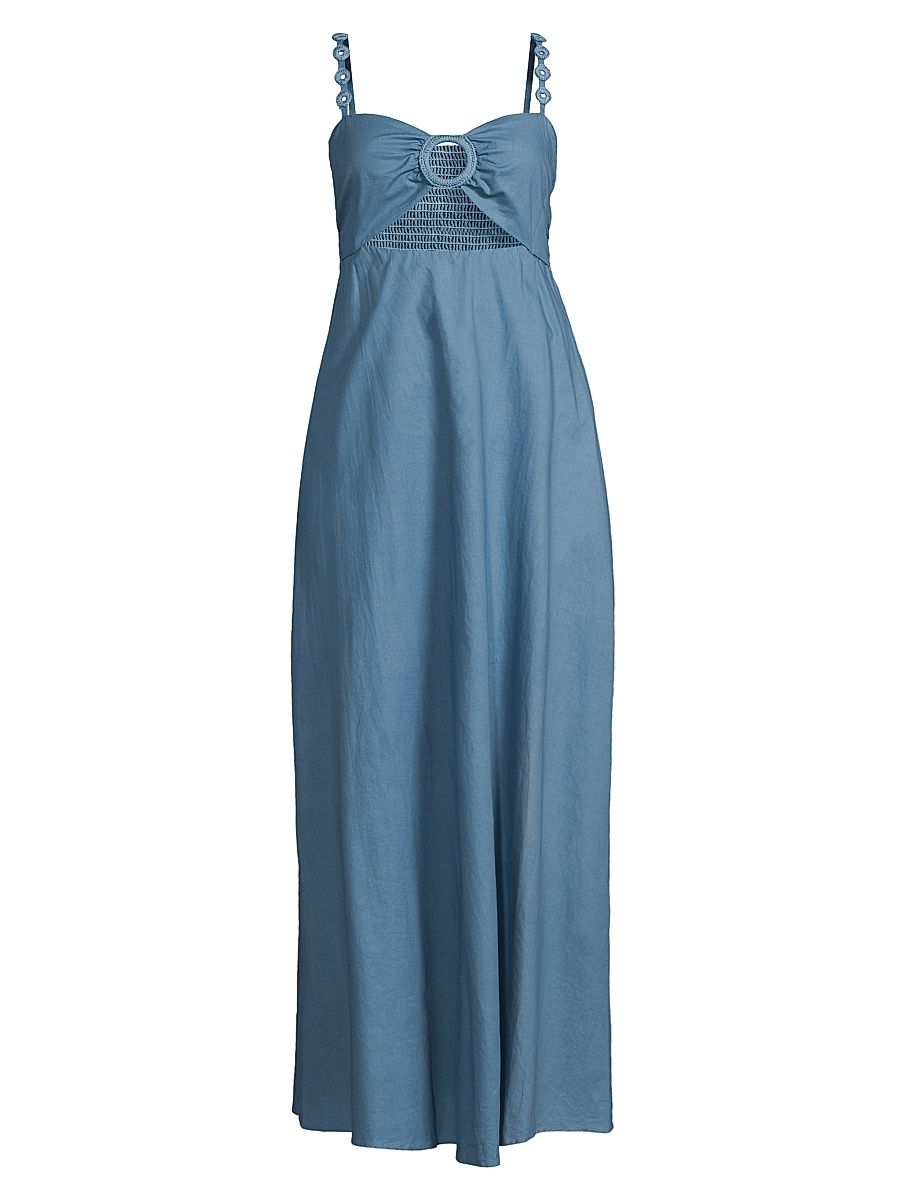 Women's Kenny Cut-Out Cotton Maxi Dress - Riverside Blue - Size Large