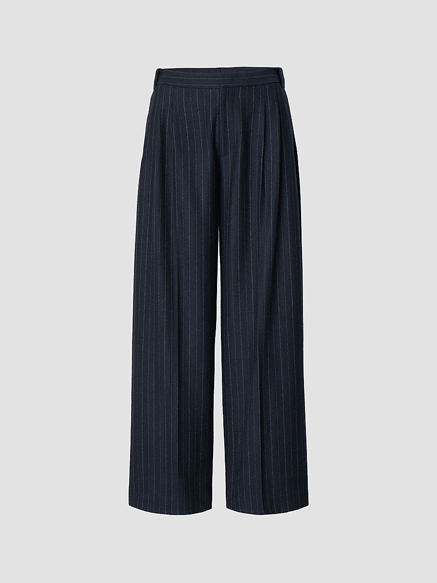 rag & bone Women's Lawrence Pinstripe Tailored Pants - Navy Multi - Size 14