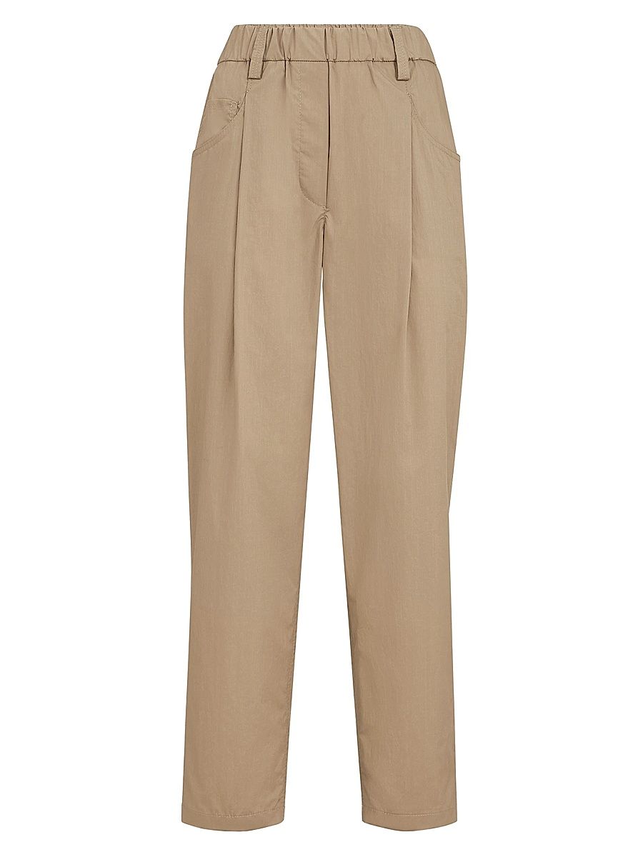 Women's Lightweight Poplin Five Pocket Track Trousers with Monili - Sand - Size 00