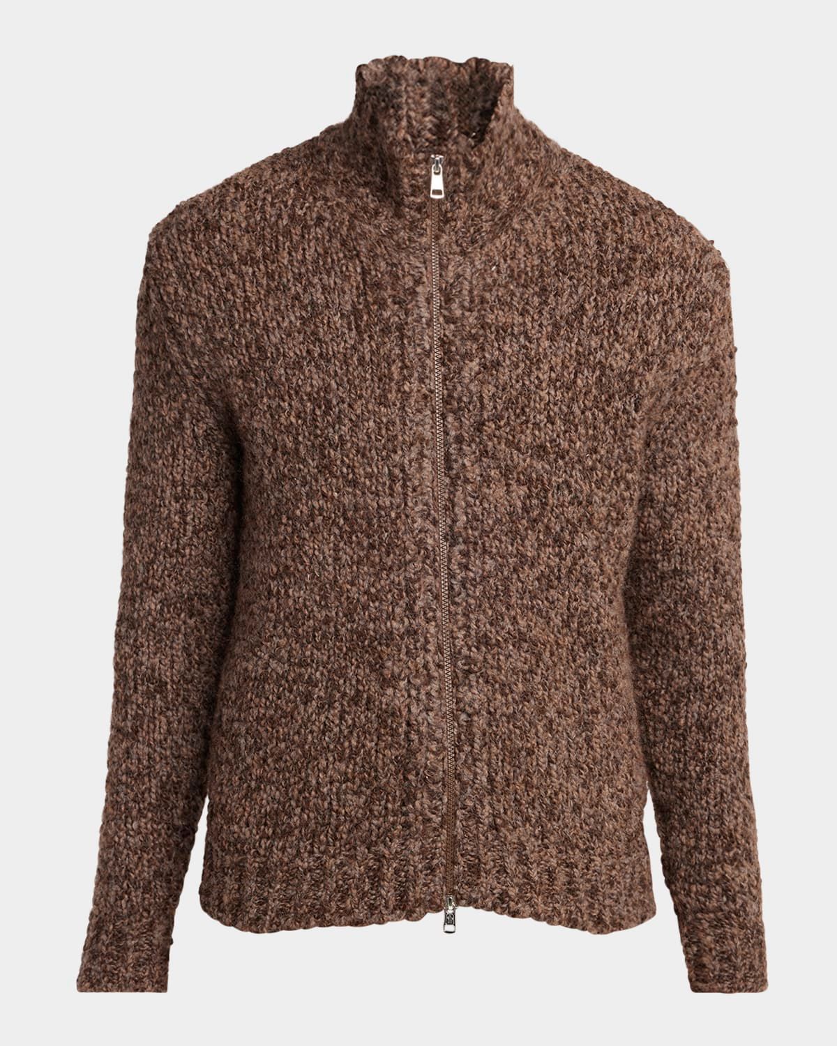 Men & apos;s Wool Knit Full-Zip Sweater