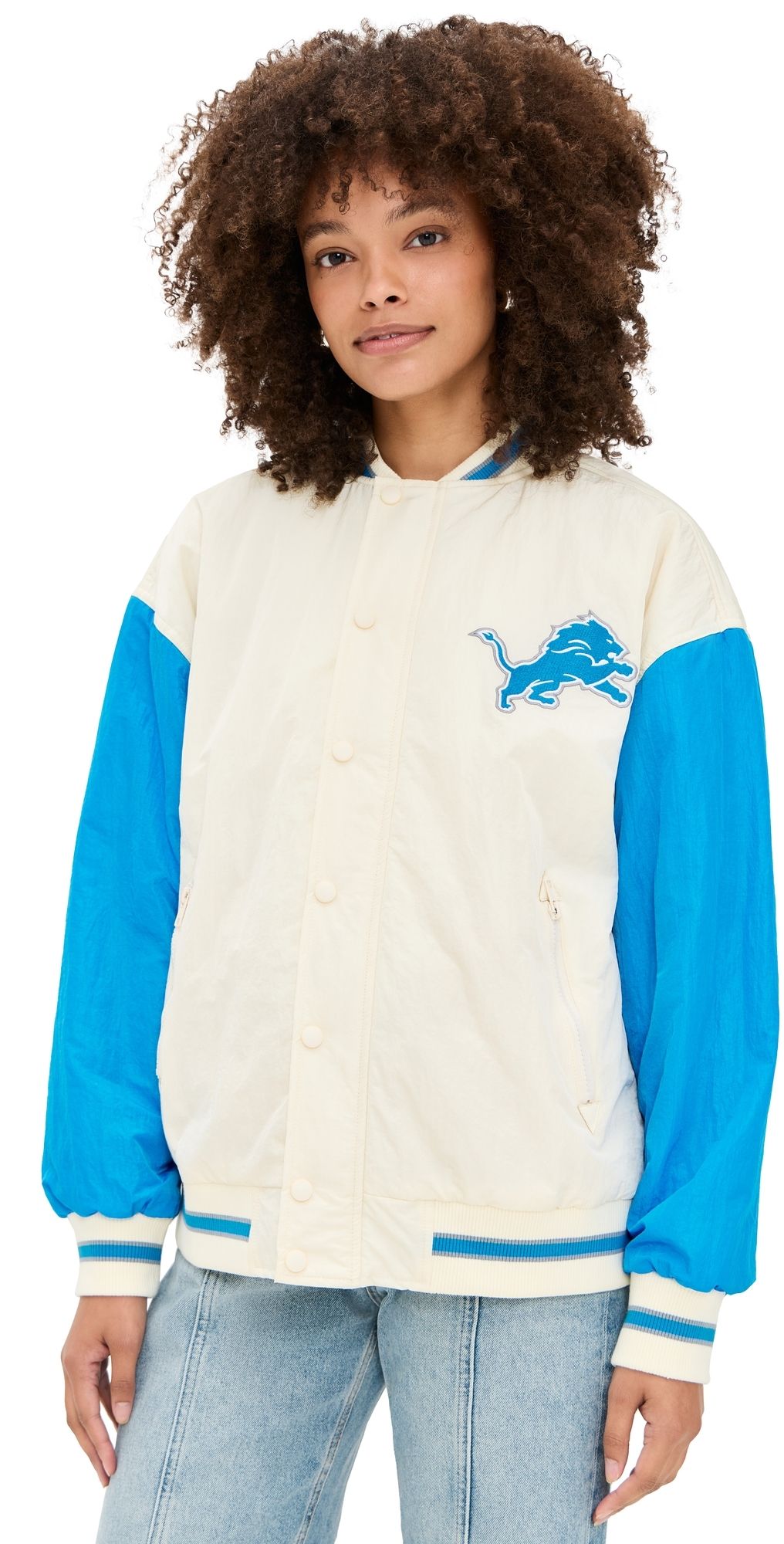 Terez Lions Colorblock Bomber Jacket Lions Sugar Swizzle/Blue L