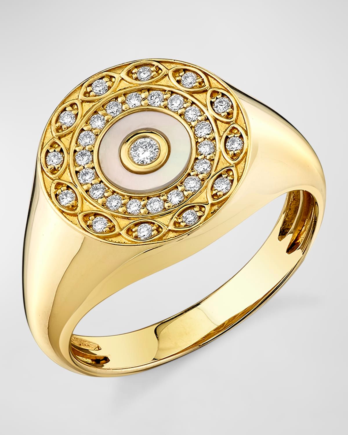 Marquise Eye Border Stone Inlay Evil Eye Signet Ring