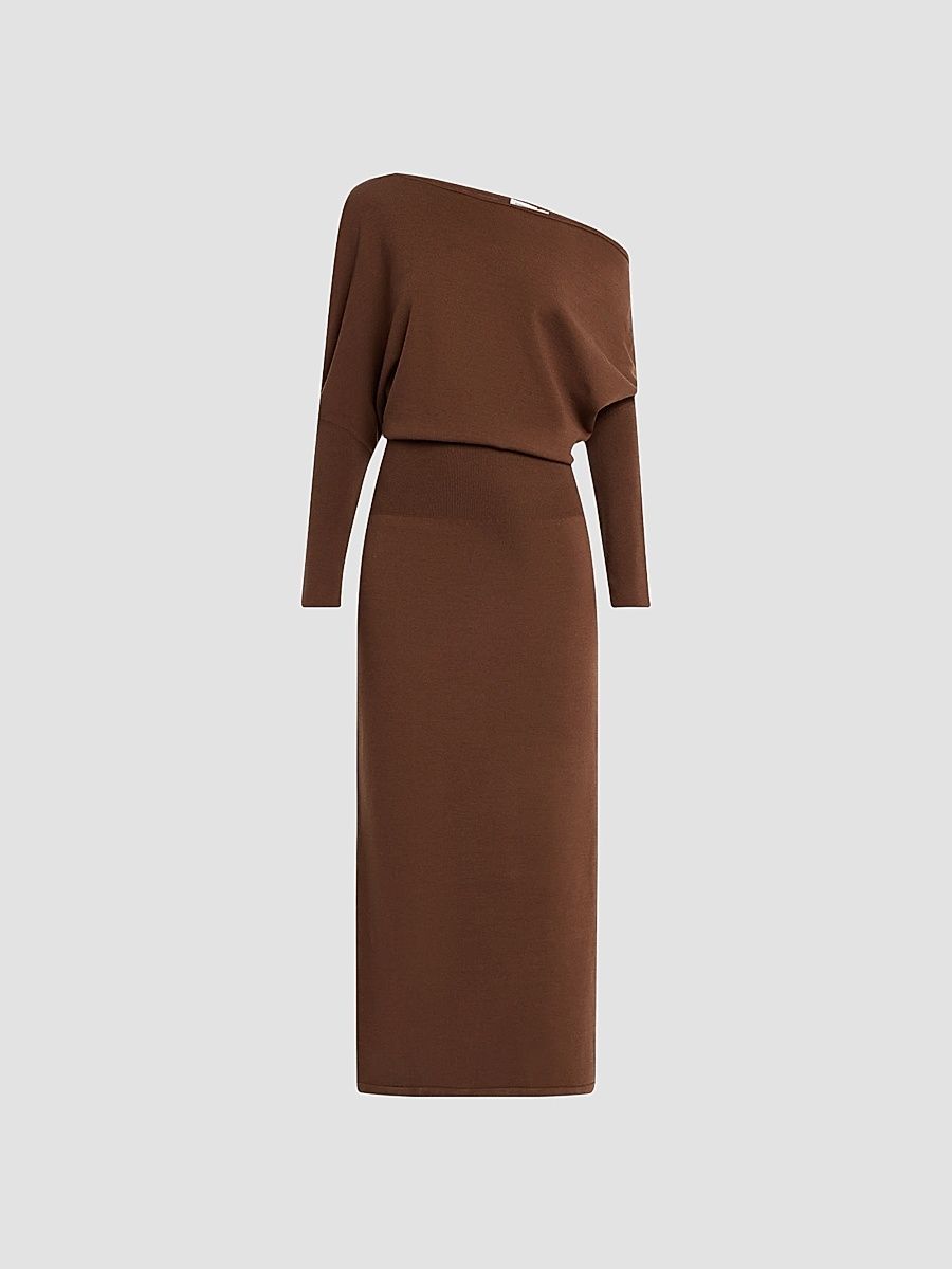 Women's Janese Off-Shoulder Midi Dress - Chocolate - Size XL