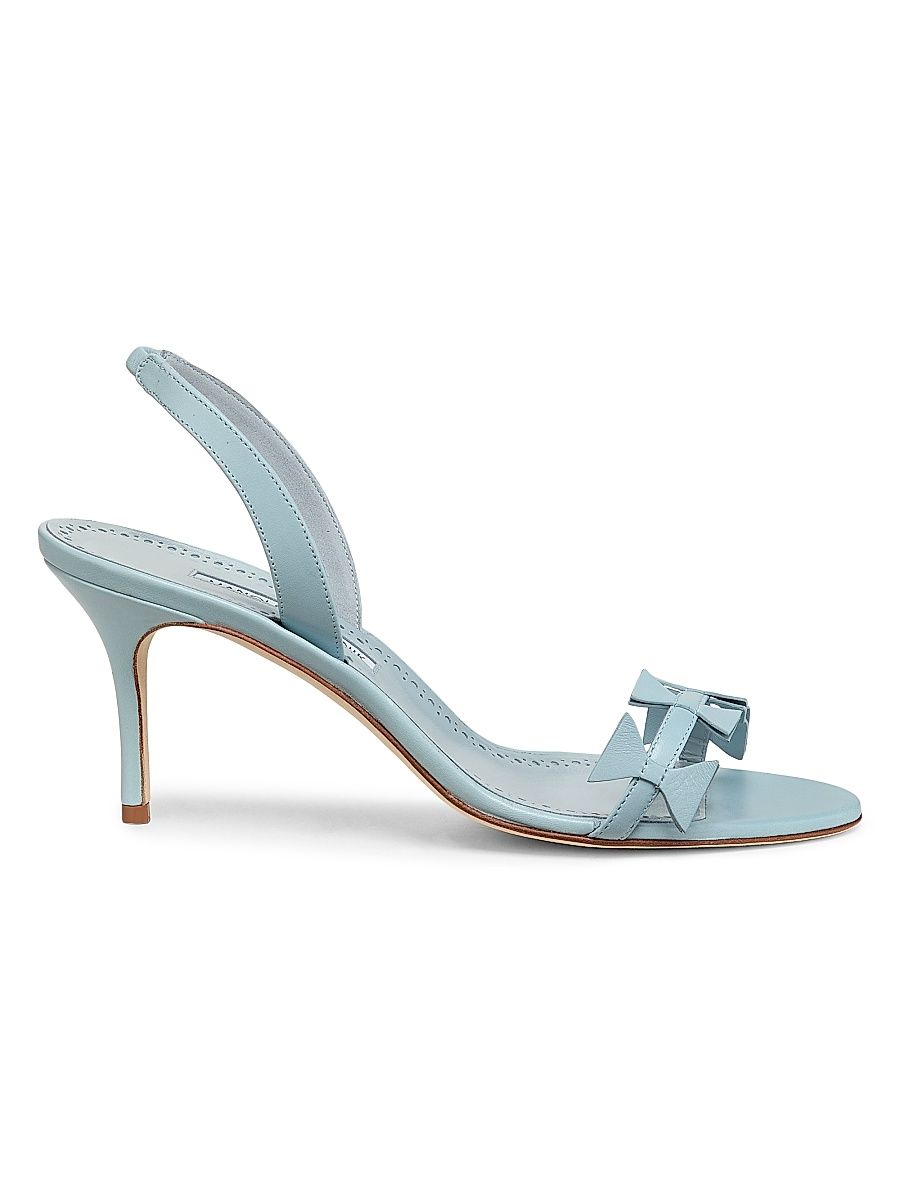 Women's Cigaurasli 70MM Leather Slingback Sandals - Light Blue - Size 5.5
