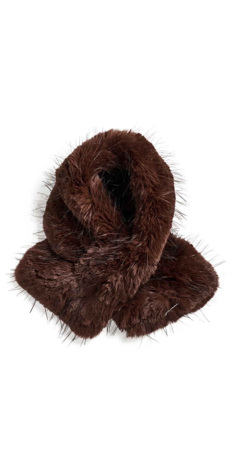 GANNI Straight Pile Faux Fur Stola Chocolate Brown One Size