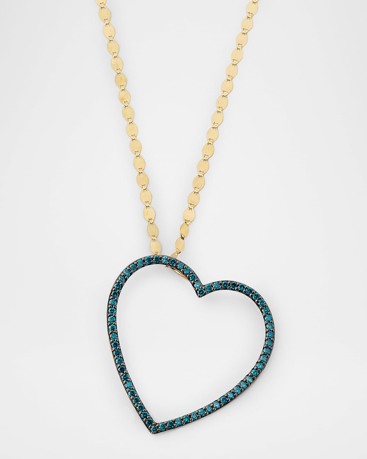 Denim Blue Diamond Open Heart Necklace