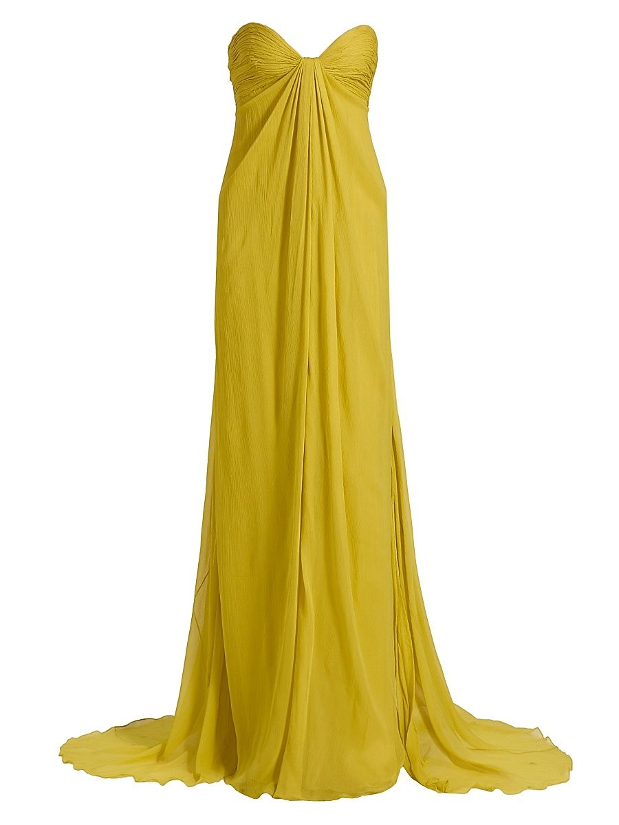 Women's Strapless Chiffon Gown - Citrine - Size 8