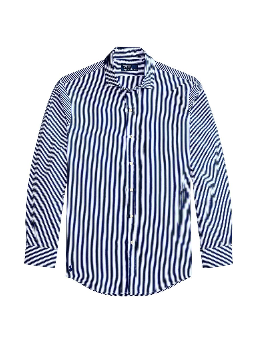Men's Striped Cotton Poplin Shirt - Blue White - Size XXL