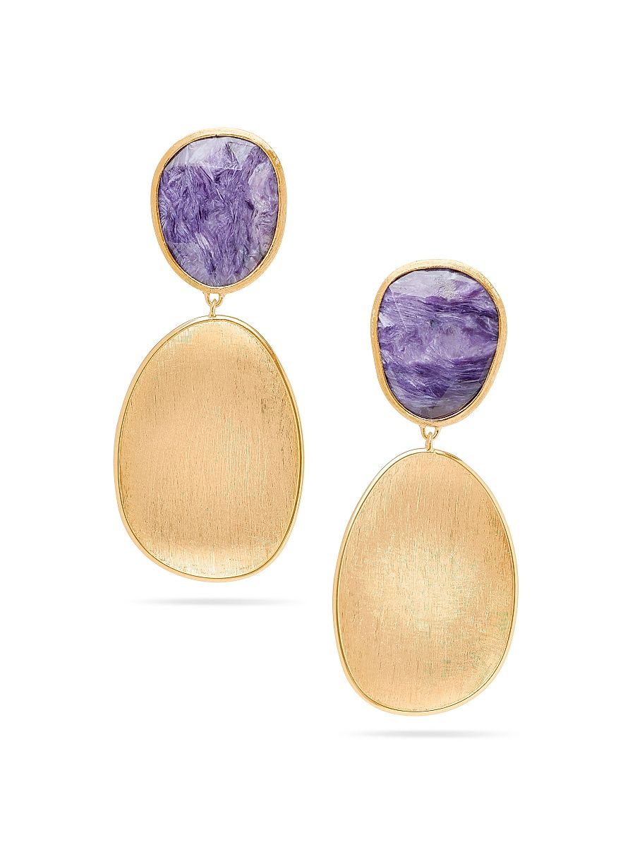 Women's Lunaria Color 18K Yellow Gold & Charoite Drop Earrings - Yellow Gold