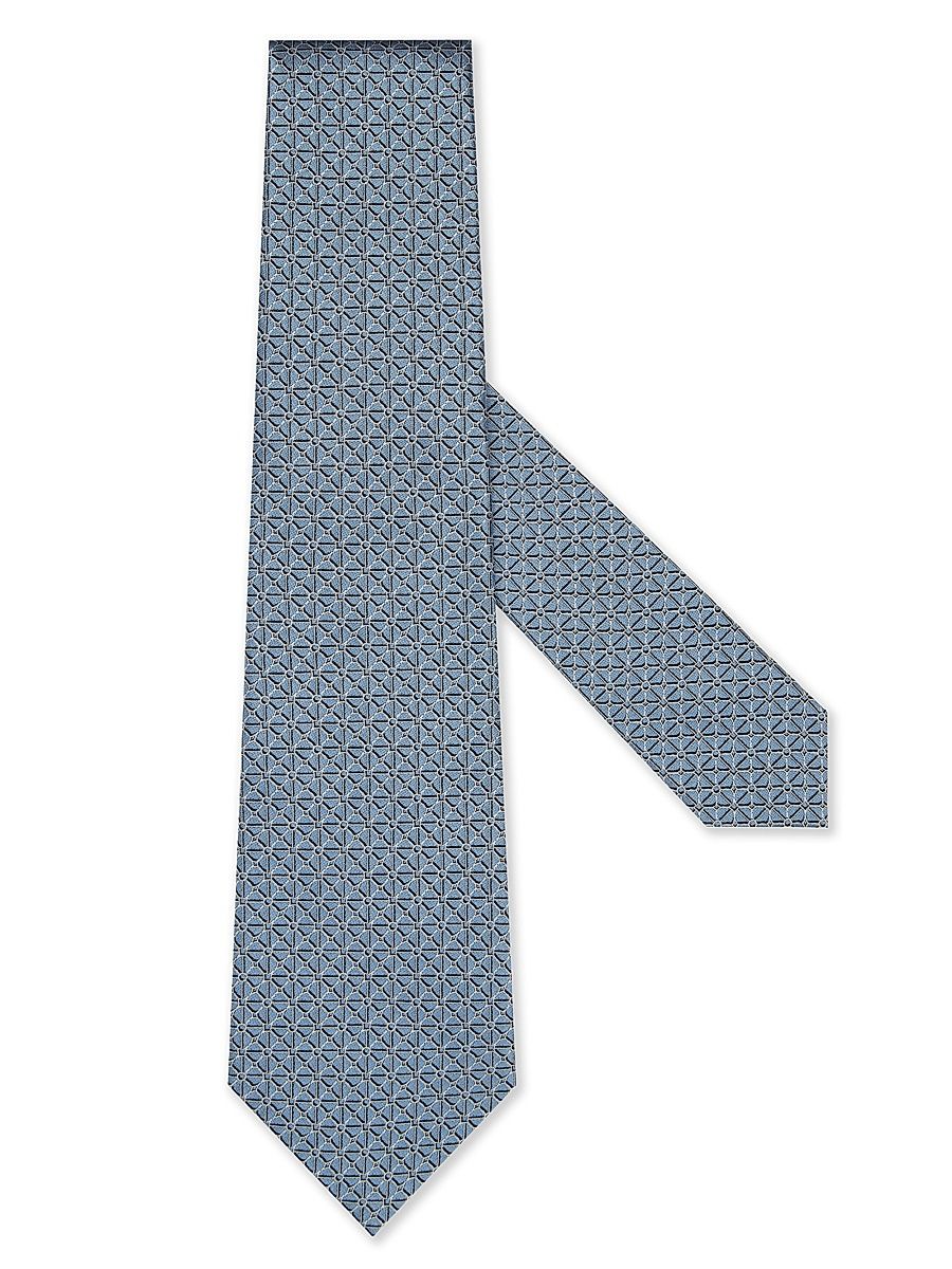 Men's Floral Jacquard Silk Tie - Light Blue