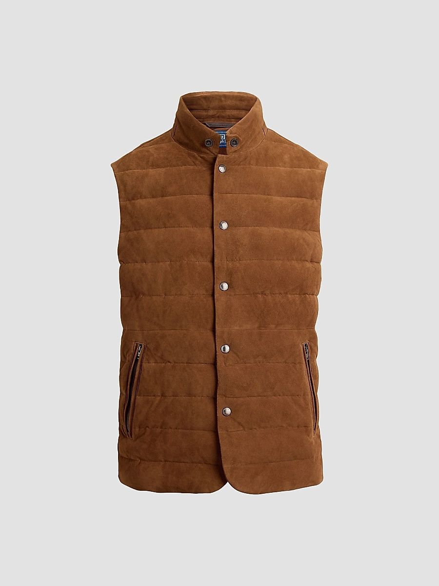 Polo Ralph Lauren Men's The Stanwood Suede Vest - Pale Russet Suede - Size Medium