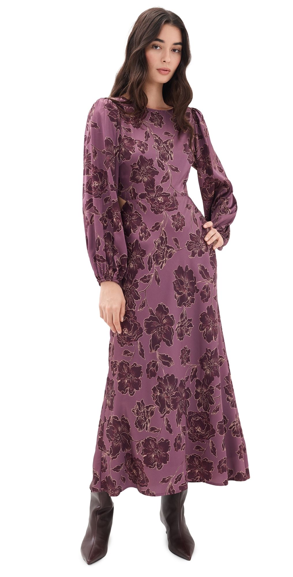 ASTR the Label Quinn Dress Plum Floral S