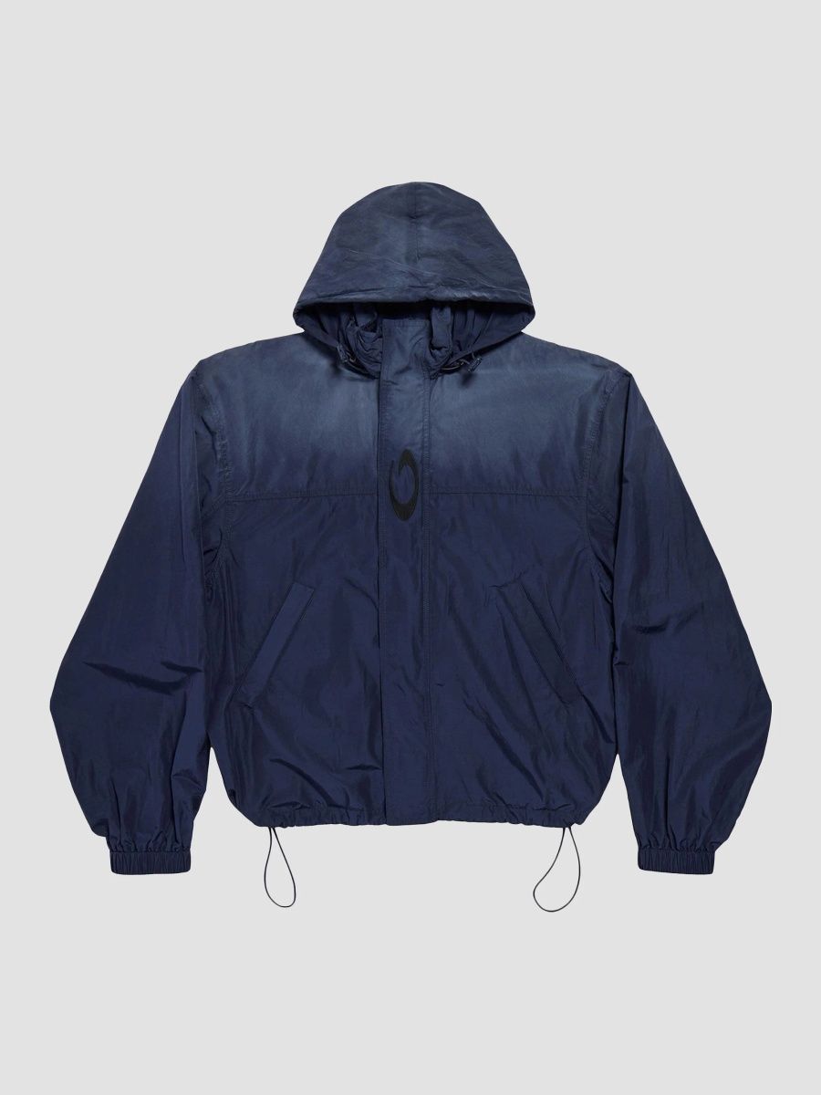 Balenciaga Men's Hooded Rain Jacket - Marine Blue - Size XS