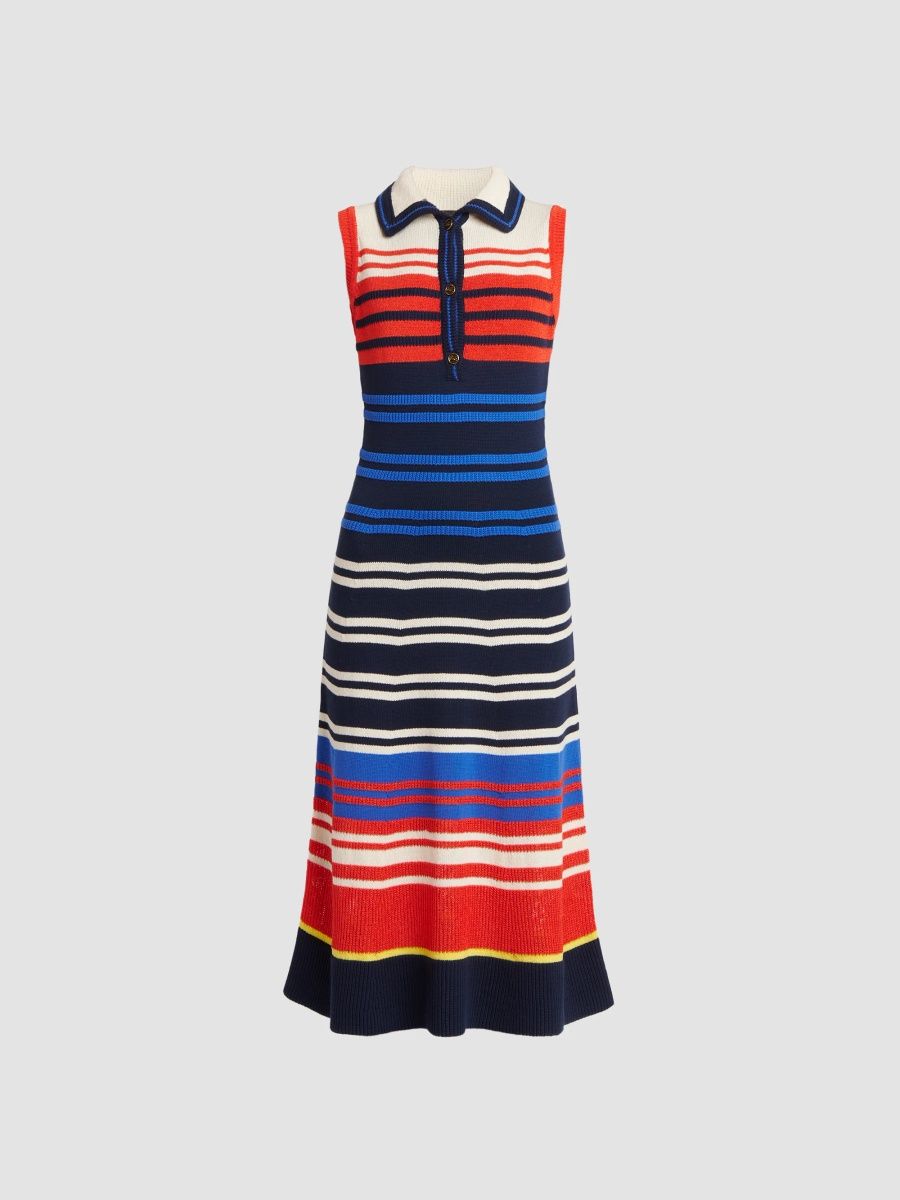 Etro Women's Striped Knit Cotton-Blend Midi Dress - Blue - Size 0