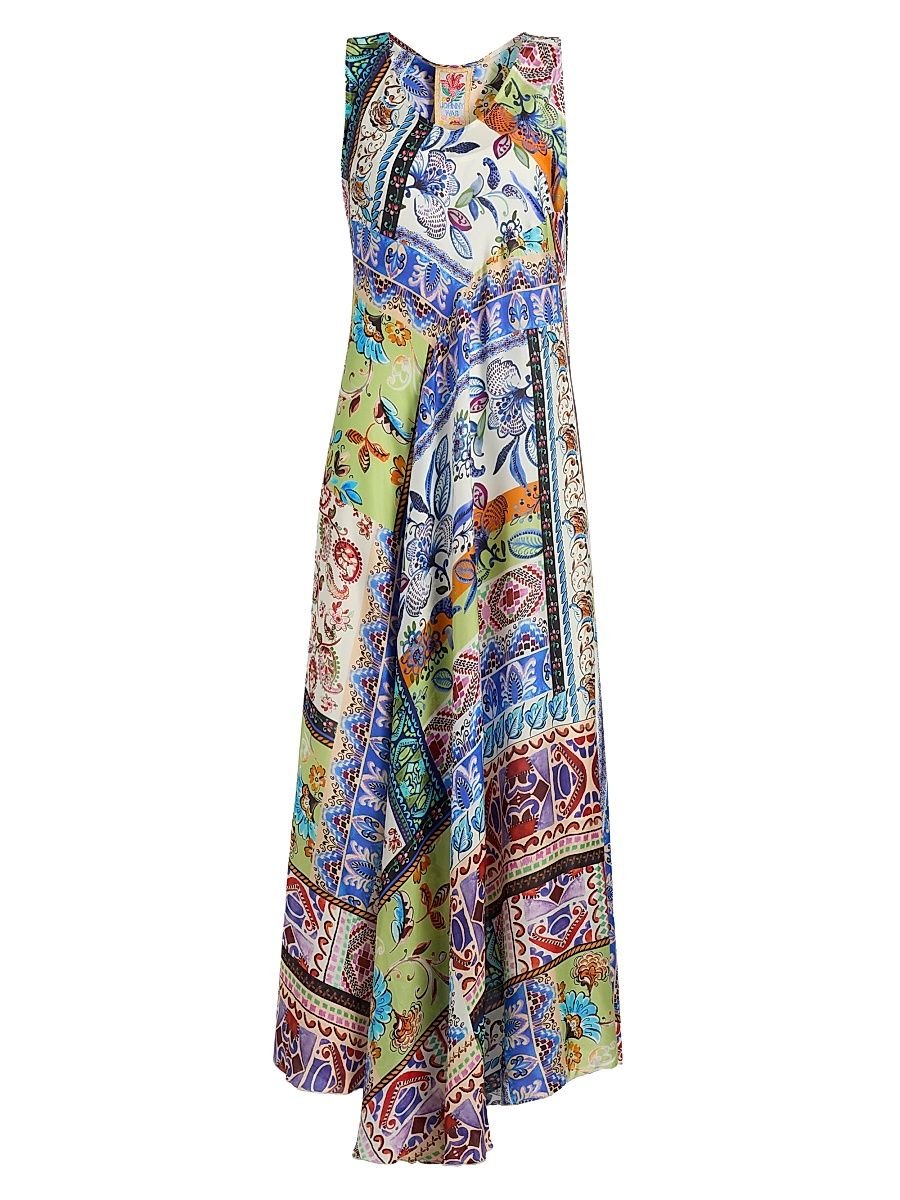 Women's Armeria Bias-Cut Printed Silk Maxi Dress - Armeria Scarf - Size XS