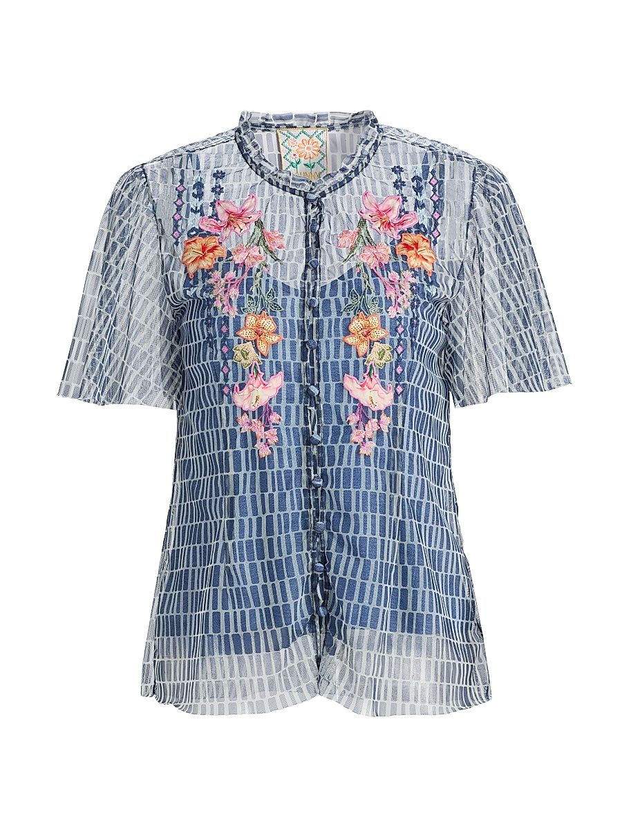 Women's Leandra Izumi Print Blouse - Izumi - Size XXL