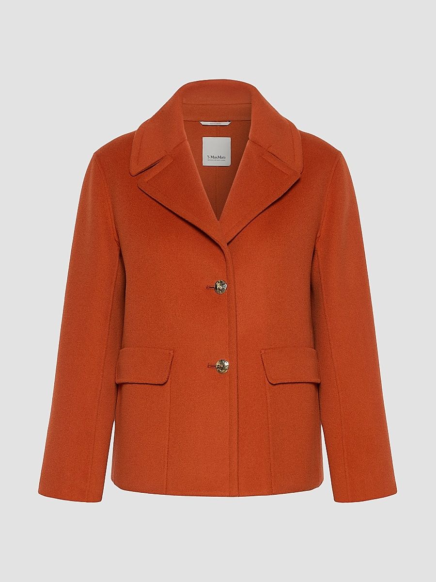 Women's Drap Wool Single Breasted Jacket - Orange - Size 14