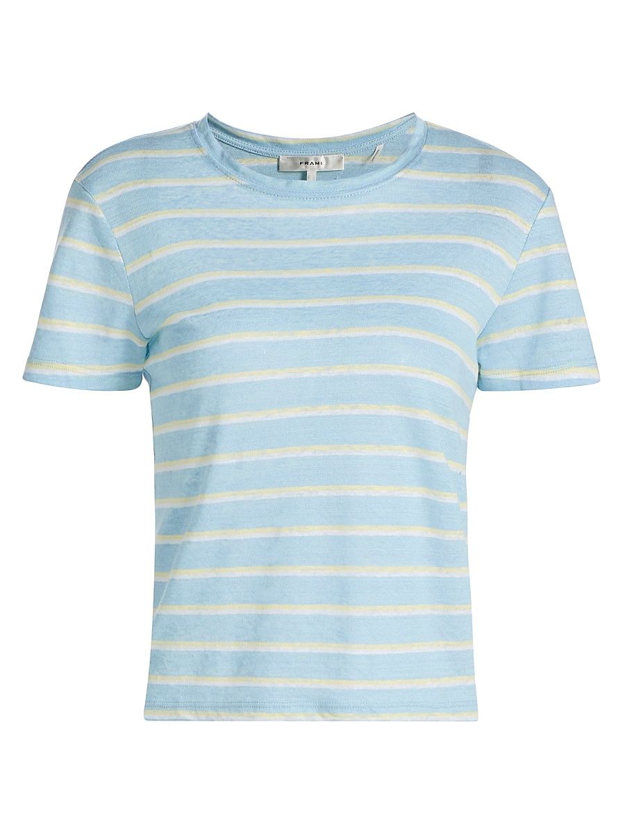 Women's The Linen Baby T-Shirt - Chambray Blue Multi - Size Large
