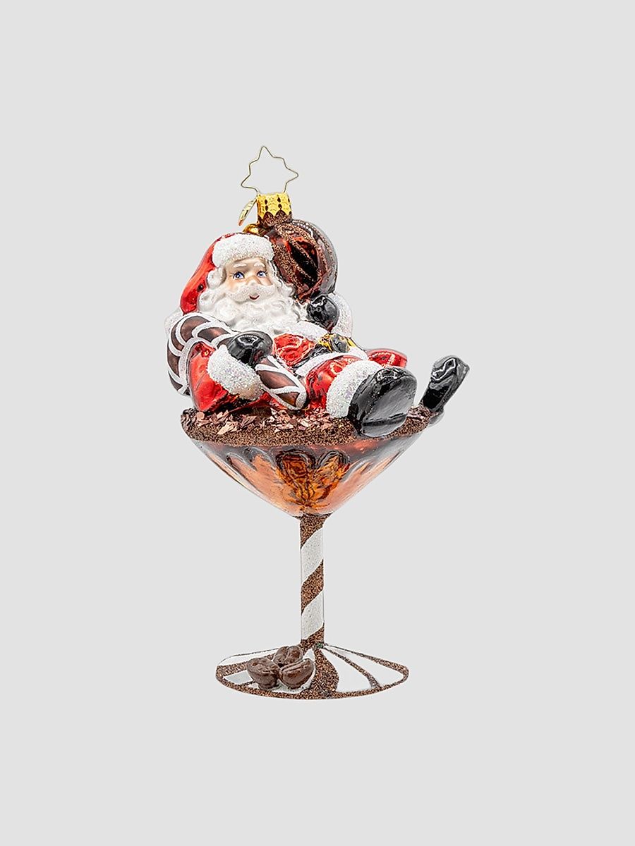 Santa's Merry Martini Brew Glass Ornament