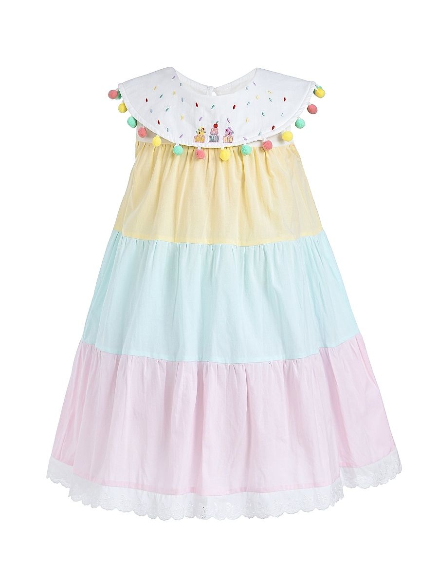 Little Girl's Layered Pom Dress - Pink - Size 6