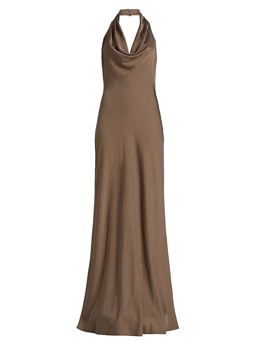 Women's Sid Satin Cowlneck Gown - Sandstone - Size 16