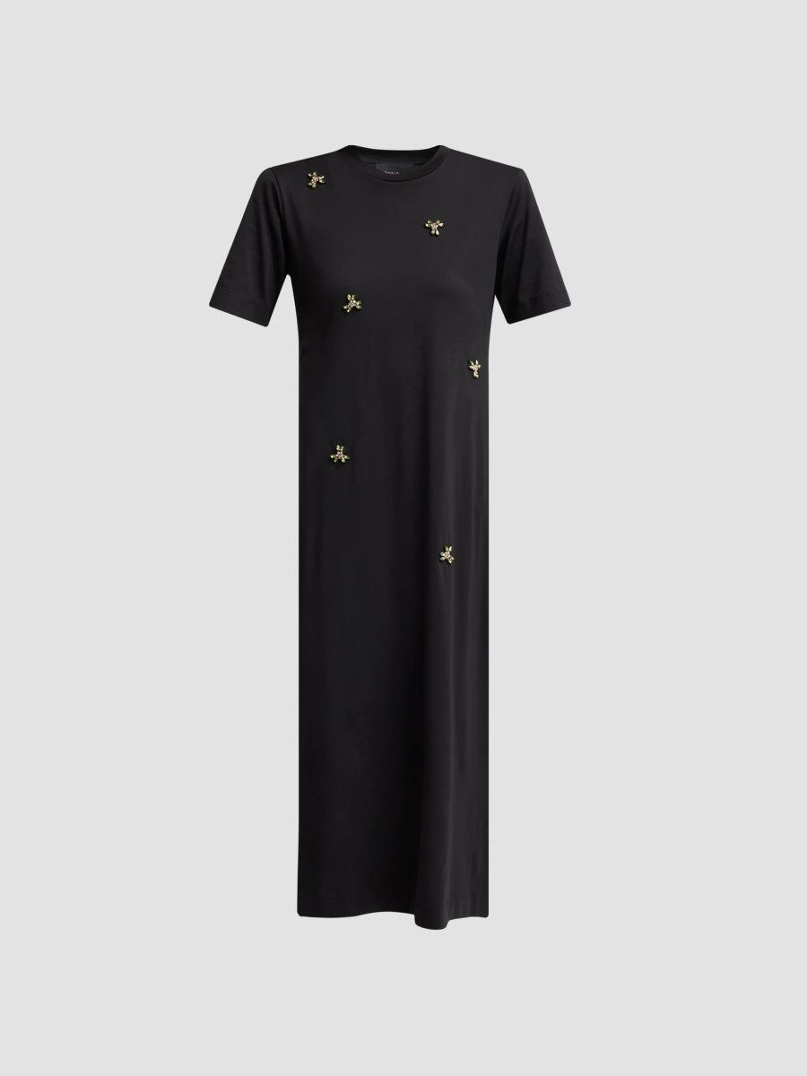Simone Rocha Women's Embellished Easy T-Shirt Dress - Black Rose Multi - Size Large