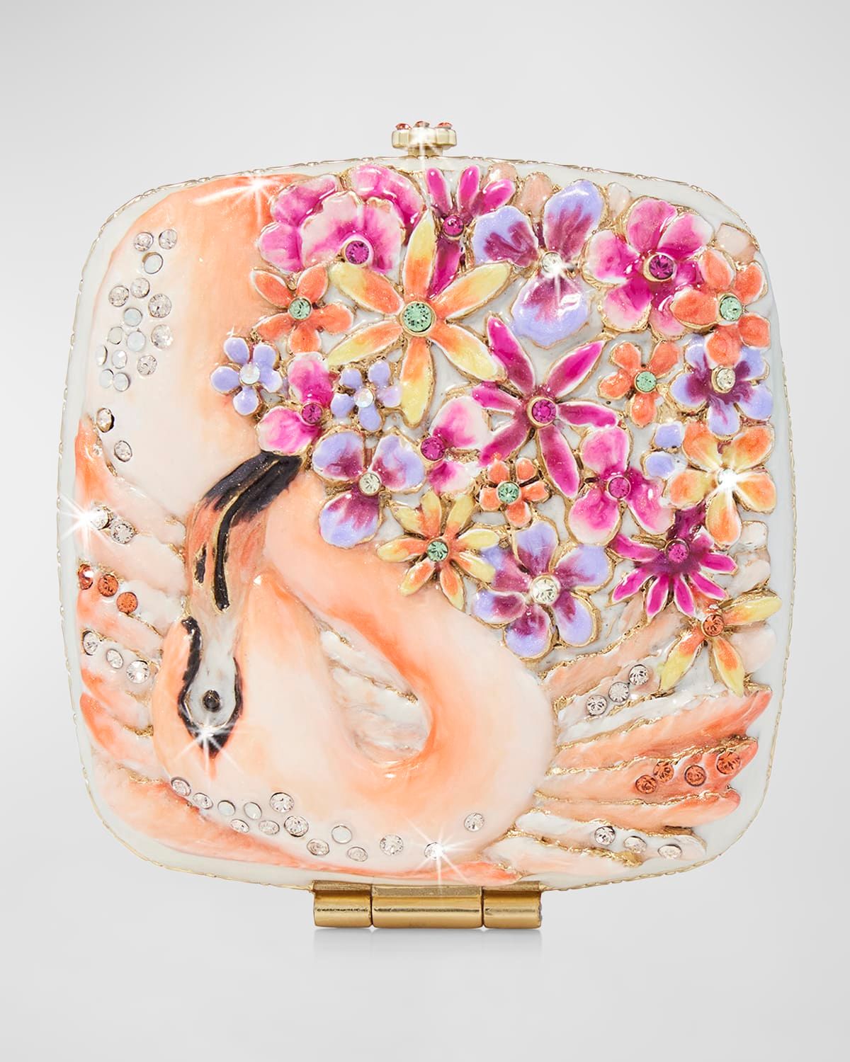 Floral Flamingo Compact Mirror