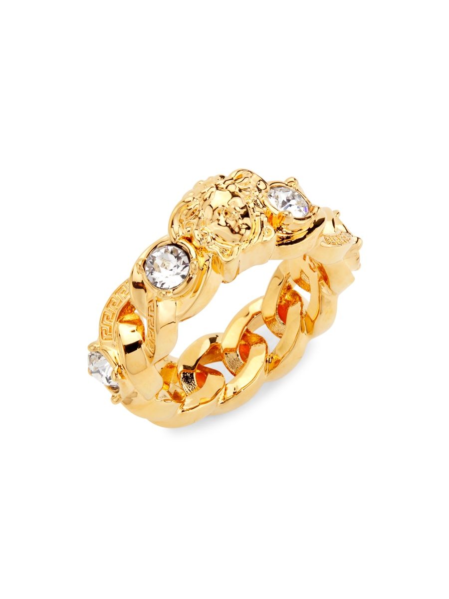 Versace Women's Goldtone Or Silvertone & Glass Crystal Ring - Versace Gold Crystal - Size 6