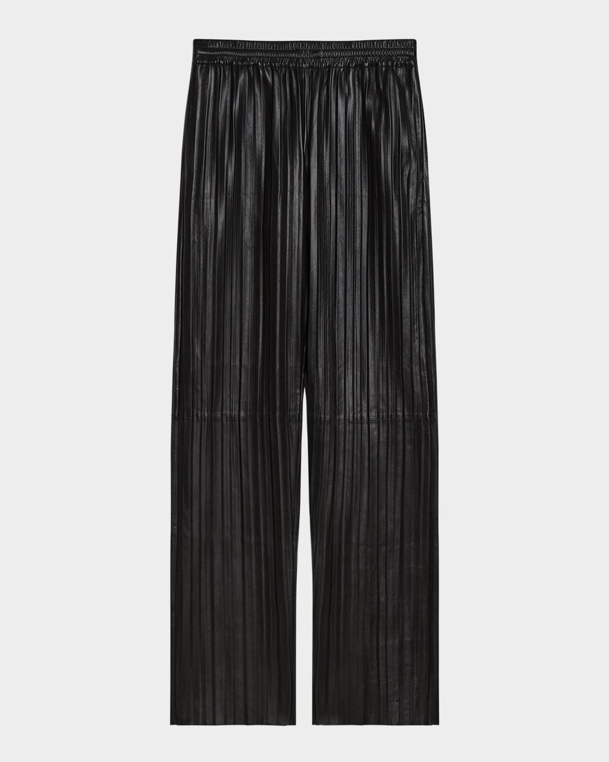 Pull-On Pleated Leather Car Trousers