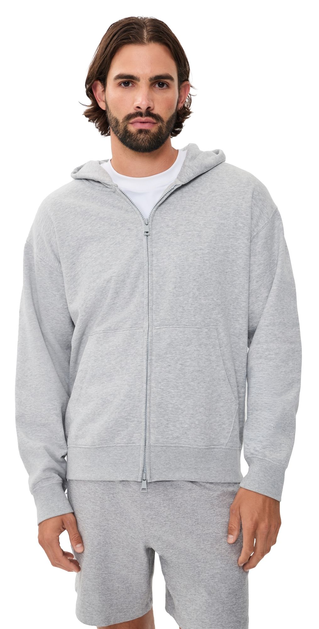 Beyond Yoga Luxefleece Full Zip Hoodie Light Heather Gray S