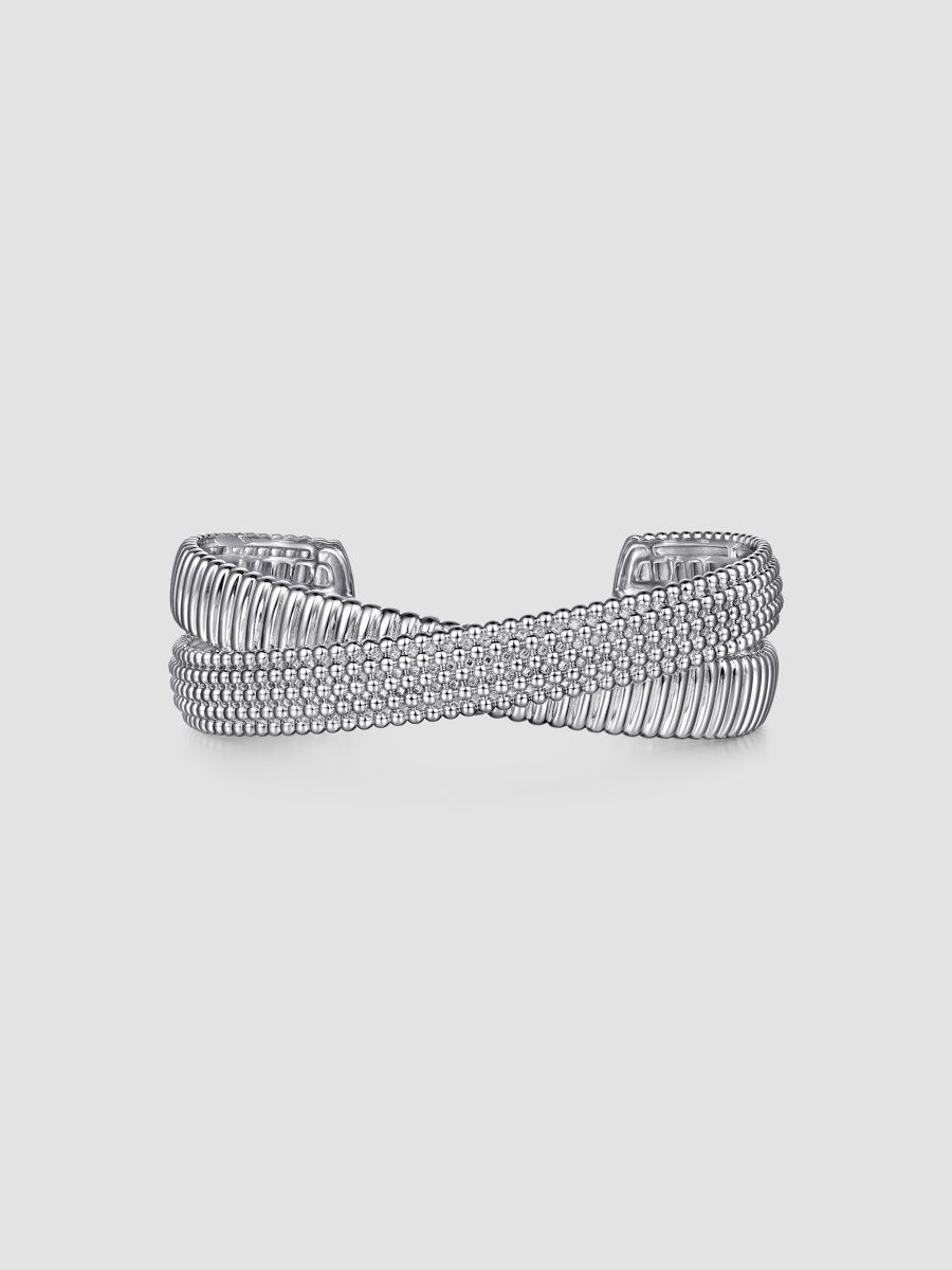 Gabriel & Co Women's Bujukan Sterling Silver Mixed-Texture Cuff - Sterling Silver