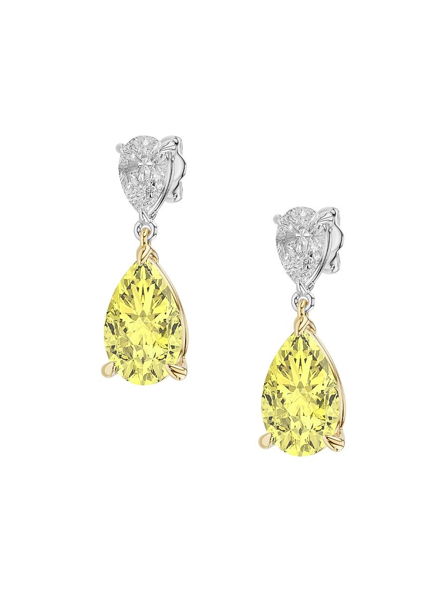 Women's Two-Tone 14K Gold & 6.00 TCW Lab-Grown Diamond Drop Earrings - Two Tone