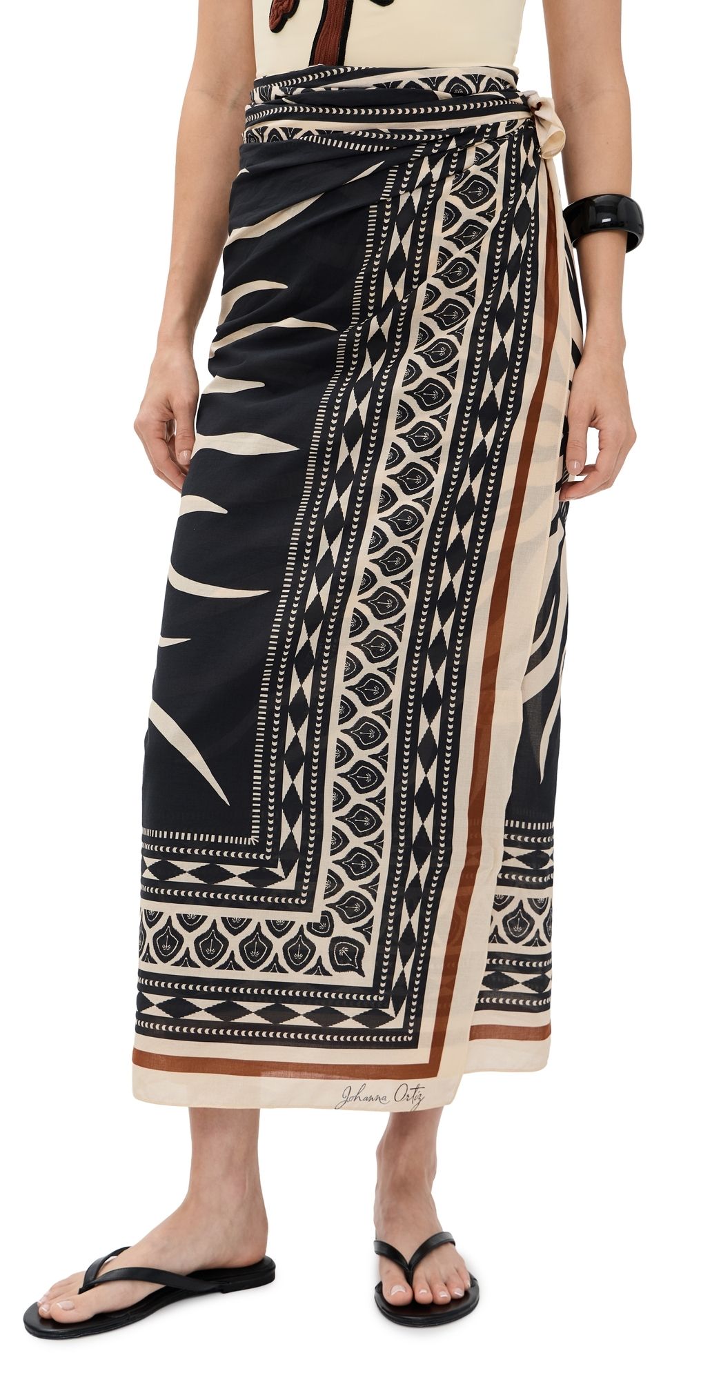 Johanna Ortiz Golden Horizon Pareo BLACK / ECRU One Size