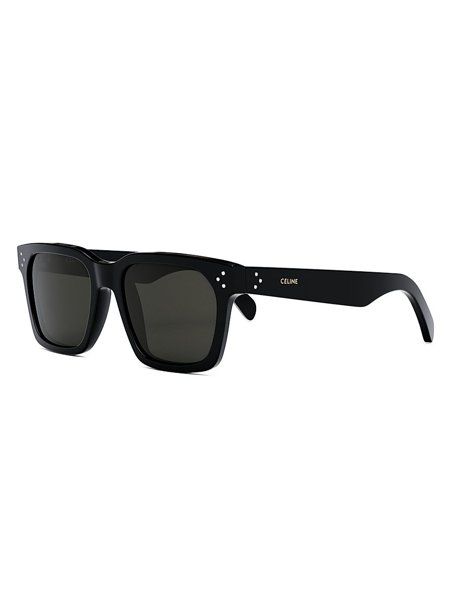 Men's Bold 3 Dots 53MM Square Sunglasses - Shiny Black Smoke