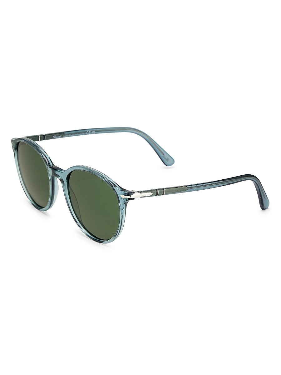 Men's 56MM Round Sunglasses - Transparent Blue Dark Green