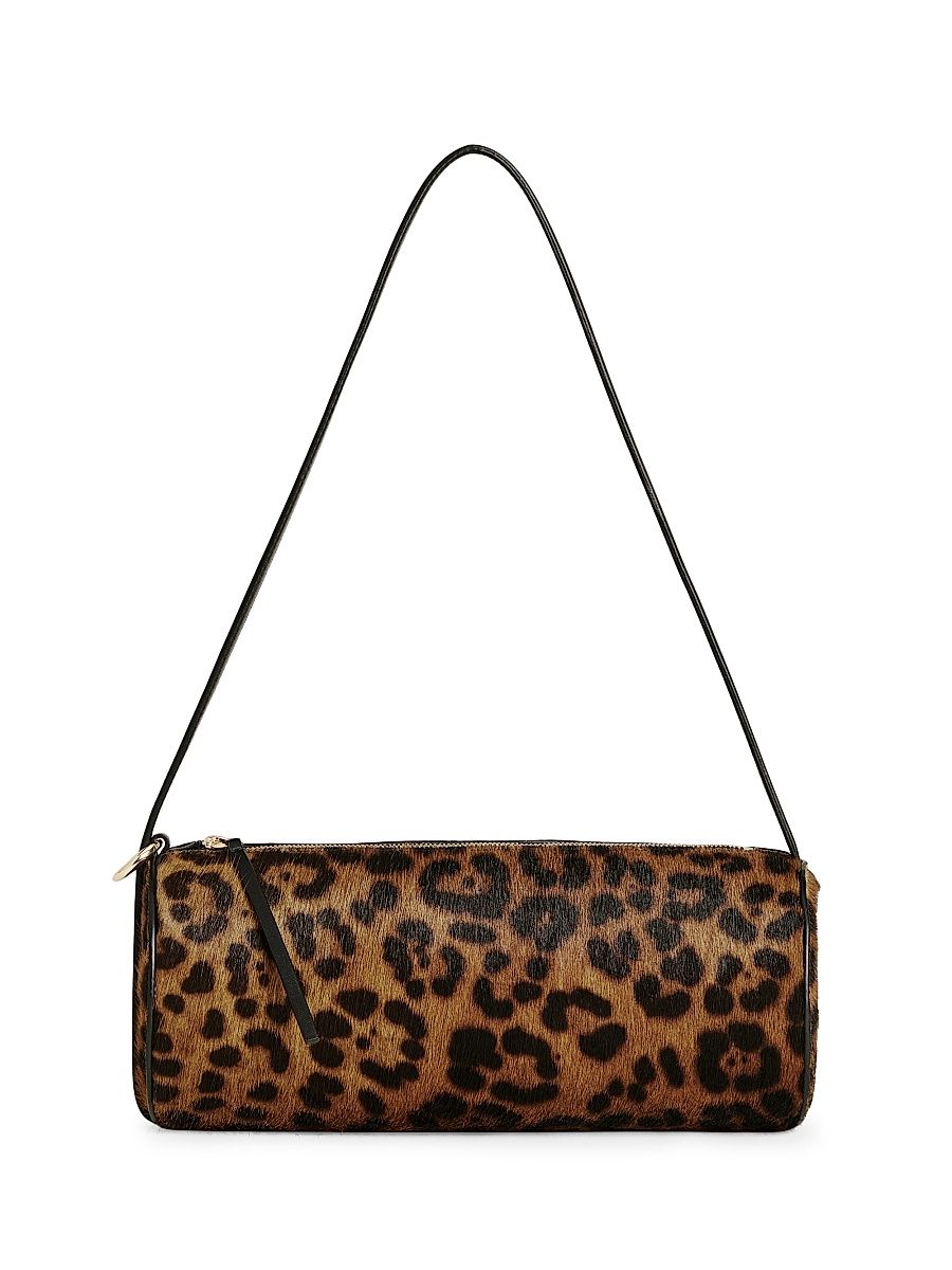 Women's Simona Leopard Calf Hair Cylinder Shoulder Bag - Leopard