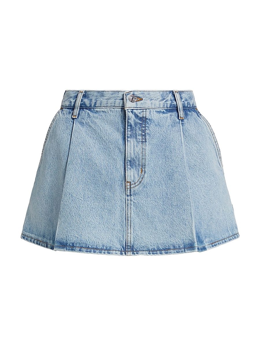 Women's The Pleated Cotton Denim Miniskirt - Outlaw - Size 30