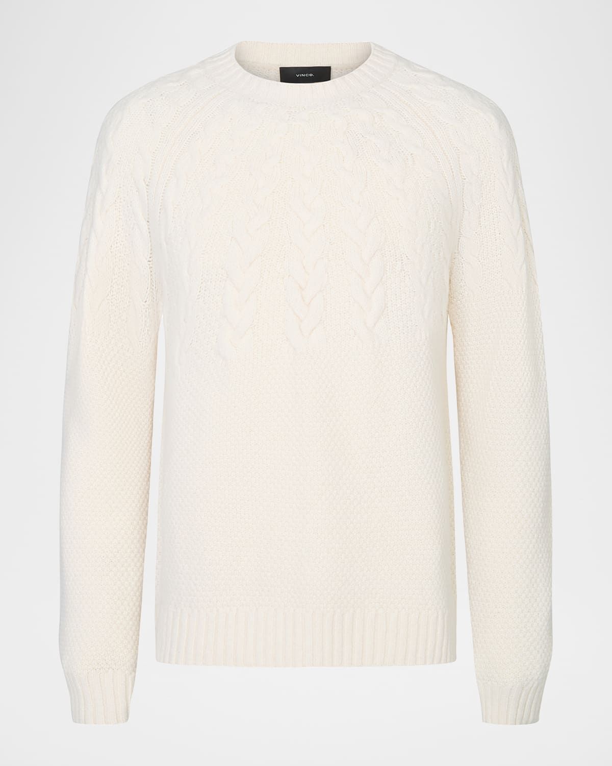 Men & apos;s Airspun Merino Wool Cable-Yoke Crewneck Sweater