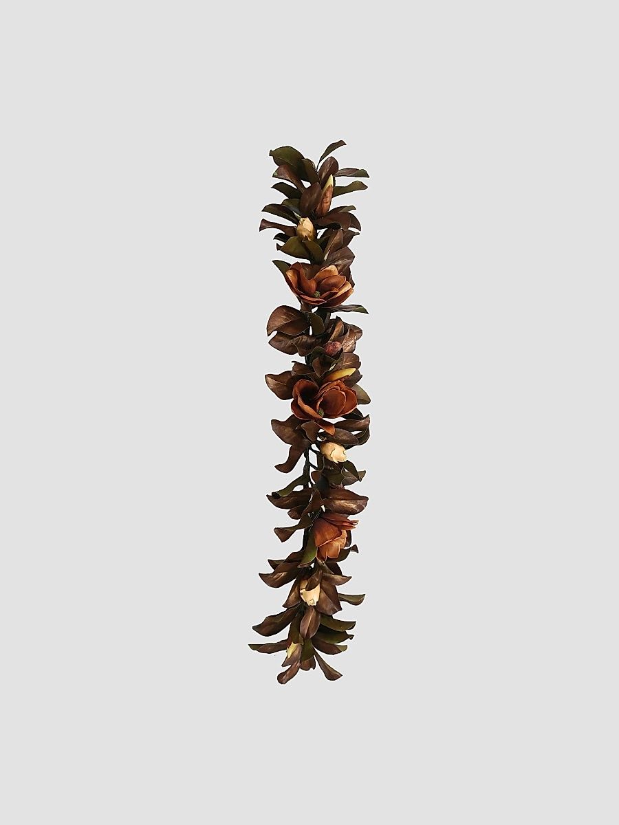 Magnolia Faux Garland - Antique Brown