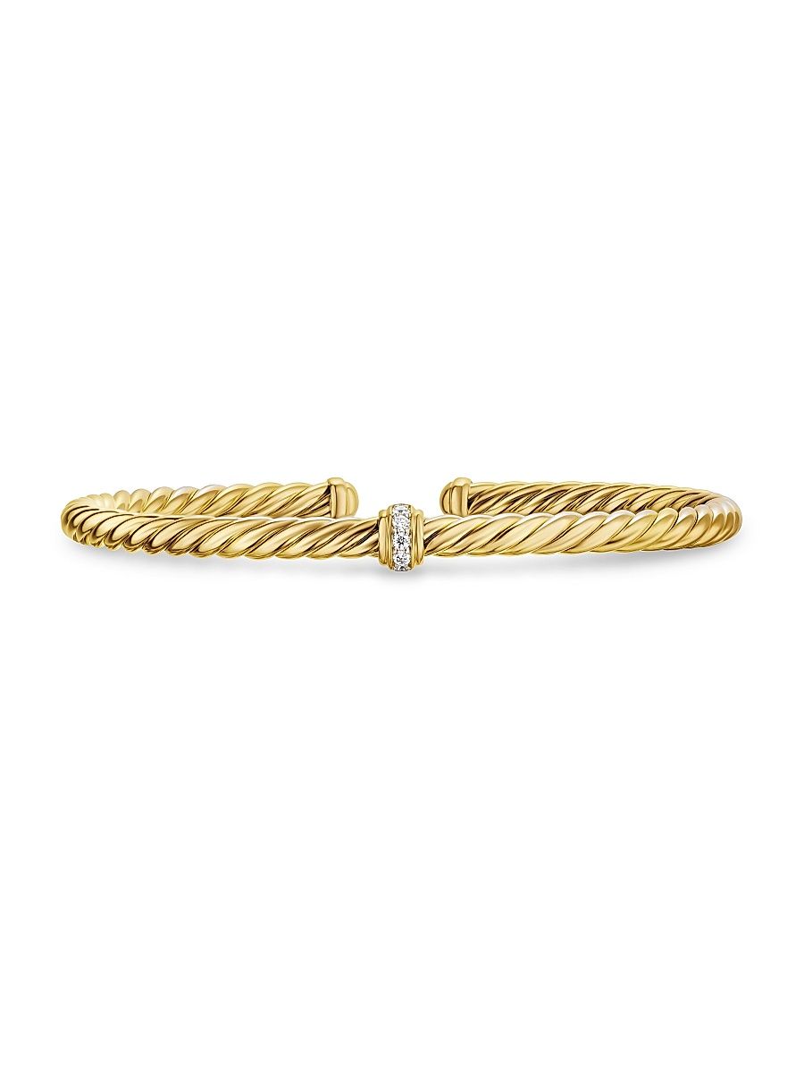 Women's Cablespira Flex Station Bracelet in 18K Yellow Gold - Diamond - Size Medium