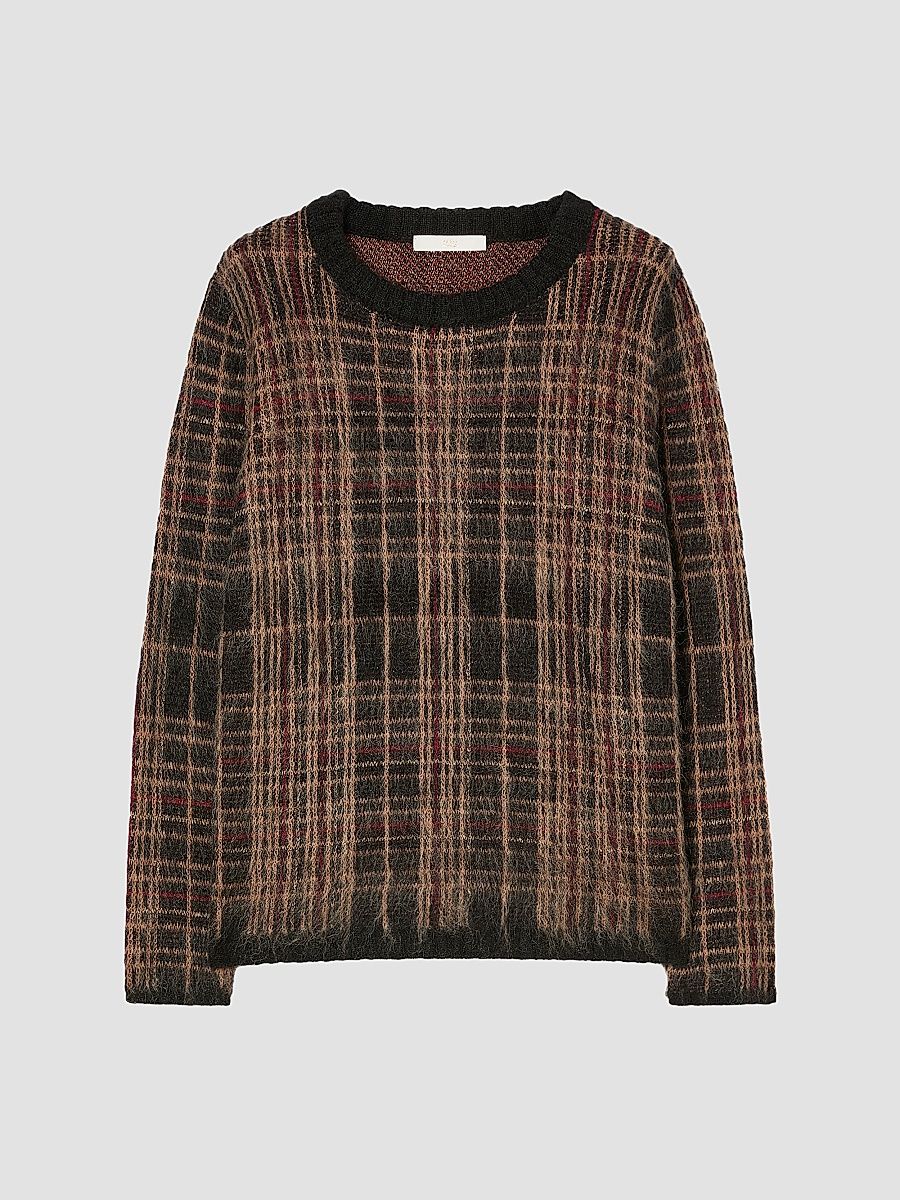 Women's Jacquard Mohair Sweater - Havana Black - Size XXL