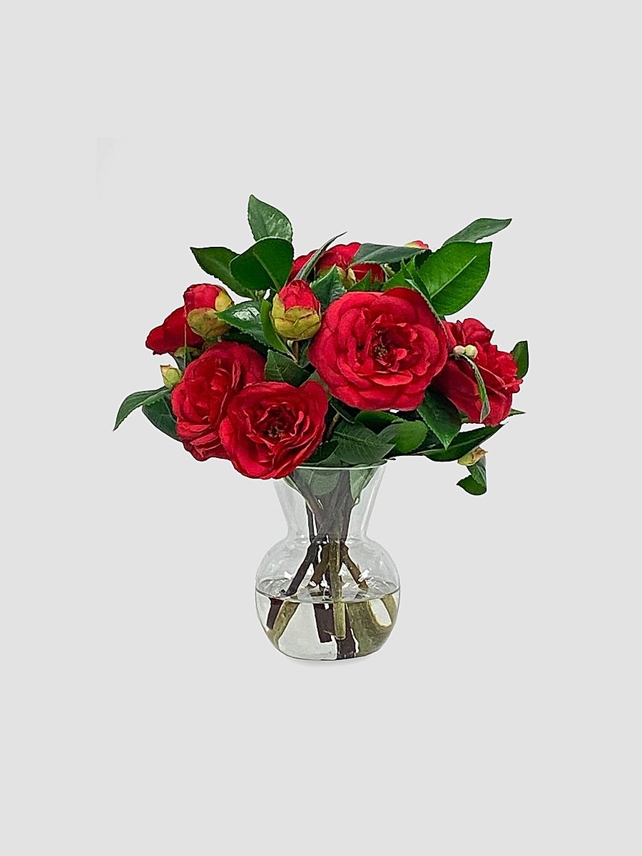 Holiday Newness Faux Camellia Arrangement