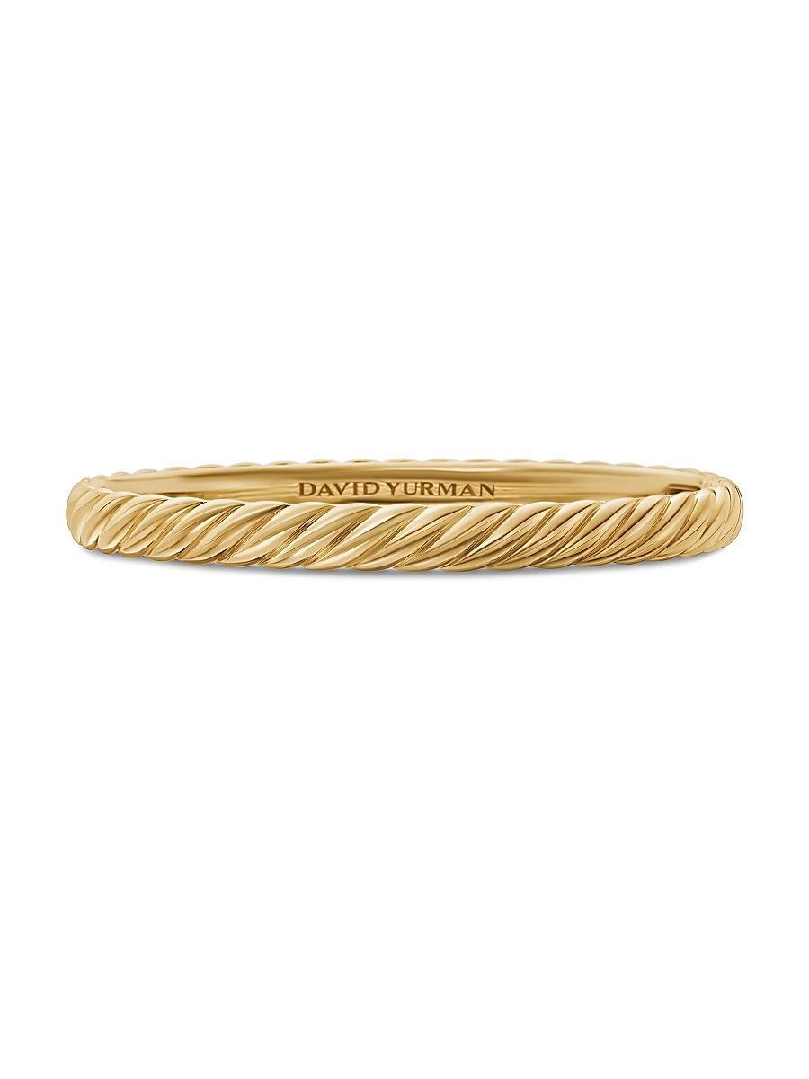 Women's Sculpted Cable Bangle Bracelet in 18K Yellow Gold - Gold - Size Medium