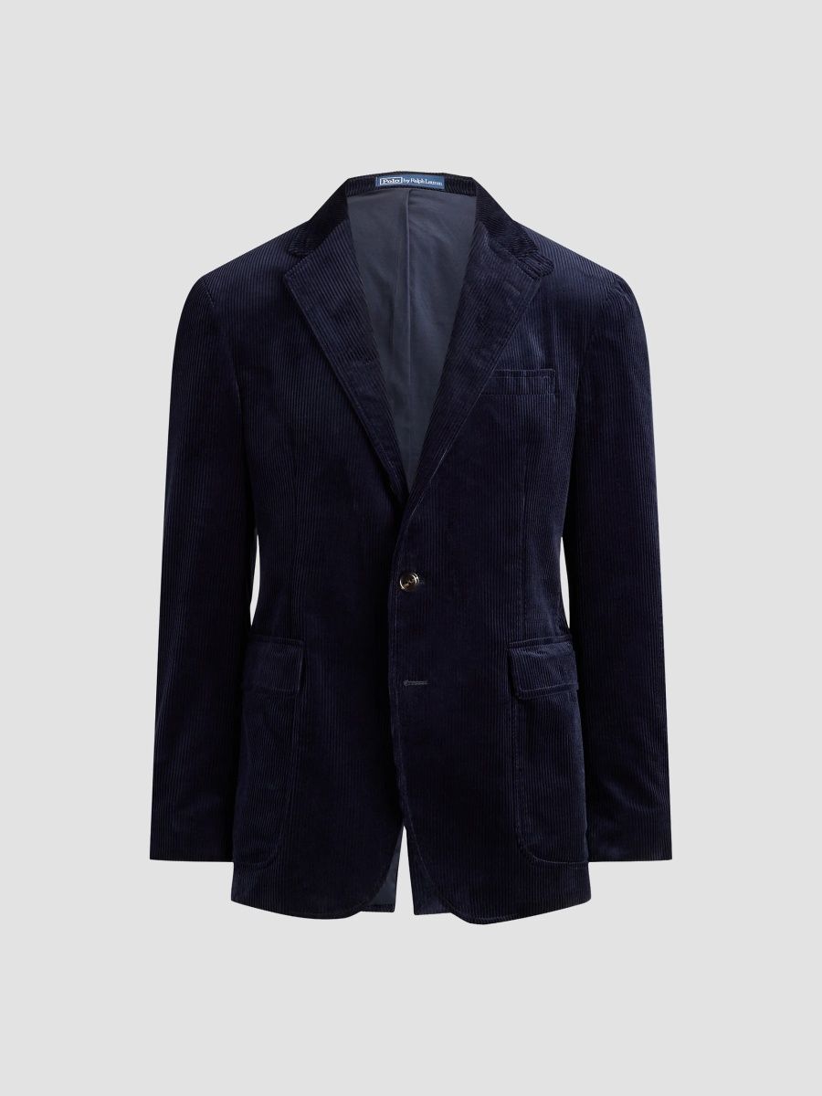 Polo Ralph Lauren Men's Notch Lapel Wide-Wale Corduroy Jacket - Fall Navy - Size 48