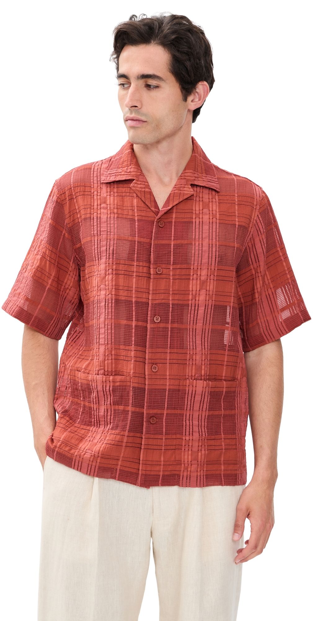 NN07 Ben Check Camp Shirt Sienna Heat M