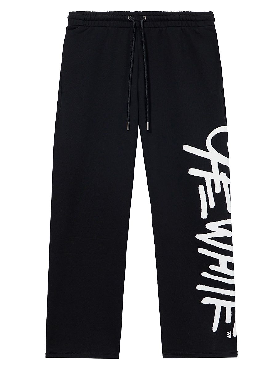 Men's Spray Logo Drawstring Sweatpants - Black - Size Small