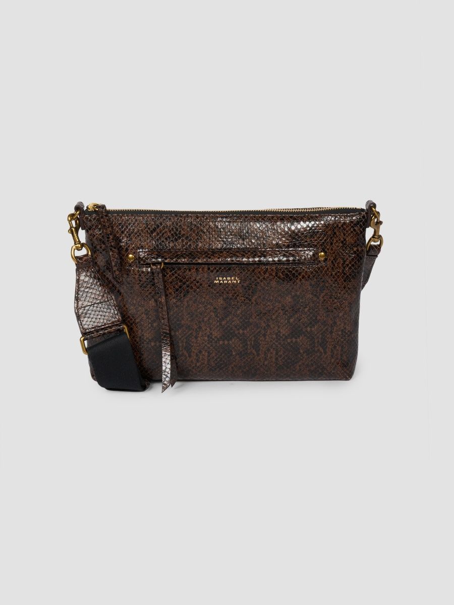 Isabel Marant Women's Nessah Python-Embossed Leather Shoulder Bag - Mocha